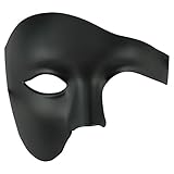 Half Face Herren Phantom Of The Opera Vintage Design Venezianische Karneval Maskerade Maske (Schwarz)