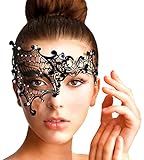 Lady of Luck Maske Metall Schwarz venezianischen Maskerade Maske Kristallen für Frauen