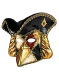 Karneval Venezianische Maske - Bauta con capello scacchi colore