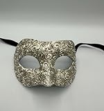 Luxuriöse venezianische Maske Colombina in Silber, Maskerade-Maske für Männer und Maskerade-Maske für Damen – Silberne Eleganz für Maskenbälle...