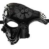 Ubauta Steampunk Metal Cyborg Venezianische Maske,schwarze Maskerade Maske für Halloween Kostümparty/Phantom der Oper/Karneval Ball