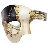 Das Phantom der Venezianischen Karnevals-Maskerade-Maske des Vintagen Entwurfs-halber Gesichts-Männer (Beige und Schwarz)