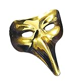 NET TOYS Lange Nase Venezianermaske Edle Schnabelmaske Gold Schwarze Pest Venedigmaske Pantalone Rabenmaske Venezianische Maske Vogel Halbmaske