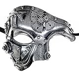 Ubauta Steampunk Metal Cyborg Venezianische Maske,Silber Maskerade Maske für Halloween Kostümparty/Phantom der Oper/Karneval Ball