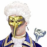 Amakando Edle Schnabelmaske Venezianische Maske Zanni Gold glänzende Pantalone Augenmaske Karneval Venedig Maskenball Accessoire Pestmaske