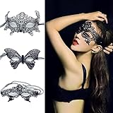 NEEMOSI 3 Stücke Schwarz Spitze Maske Venezianische Masken Maskerade Damen Sexy Augenmasken Spitze Catwoman Maskenball Maske Masquerade Lace Halbes...