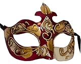 LannaKind Handgefertigte Venezianische Maske Augenmaske Colombina Maskerade Ballmaske Damen und Herren (C03 rot)