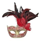 JIAHG Damen Federmaske Maskerade Maske Frauen Venezianische Maske Gesichtsmaske Halloween Karneval Abschlussball Maske Cosplay Kostüm Augenmaske...