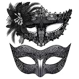 Goenb 2 Stück Venezianische Maske Damen Herren, Maskenball Maske Damen Herren Venezianischen Maske Augenmaske Sexy für Karneval Halloween Cosplay