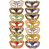 DesignerBox Maskerade Masken Set (14 Stück) Venezianischer Stil Halbgesichtsmasken für Partygänger, Karnevalsbegeisterte, Cosplay-Teilnehmer,...