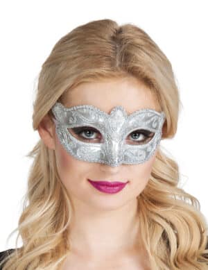 Venezianische Maske mit Ornamenten silber