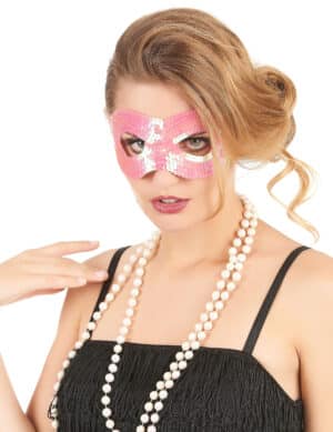 Venezianische Pailletten-Maske rosa